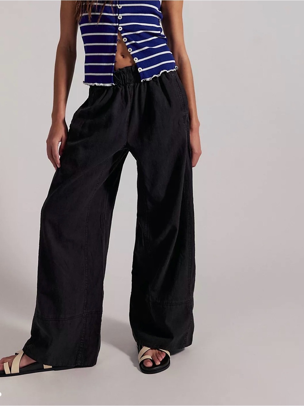 Free People Black Wide-Leg Pants